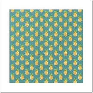 Pastel Pineapple Green Pattern Posters and Art